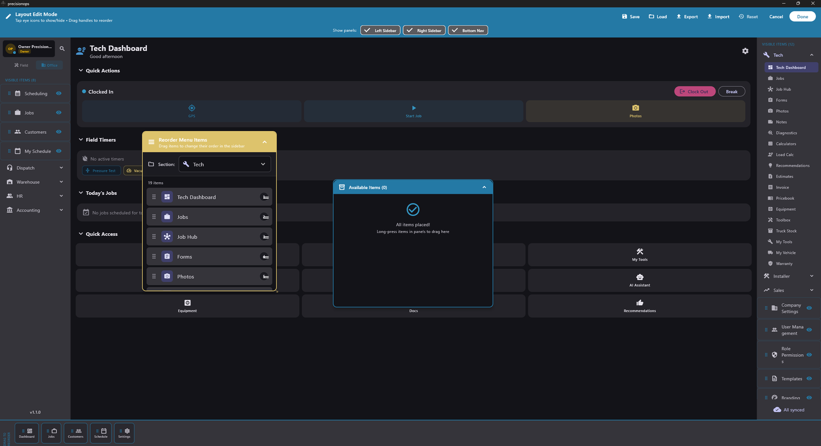 Customizable layouts on Windows